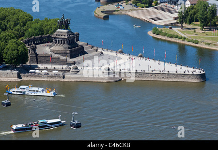 Deutsches Eck (Deutsches Eck), ein Wahrzeichen in der deutschen Stadt Koblenz Stockfoto