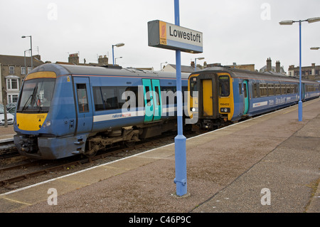 Bahnhof Lowestoft, Suffolk, UK. Stockfoto