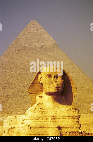 Die Sphinx und der Chephren-Pyramide in Gizeh Stockfoto