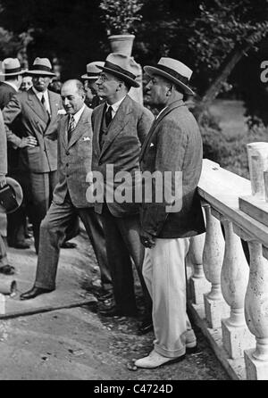Dino Grandi, Julius Curtius, Heinrich Brüning und Benito Mussolini, 1931 Stockfoto