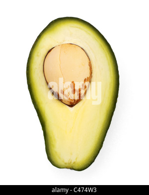 frische Avocado Scheibe isoliert auf weißem Hintergrund Stockfoto