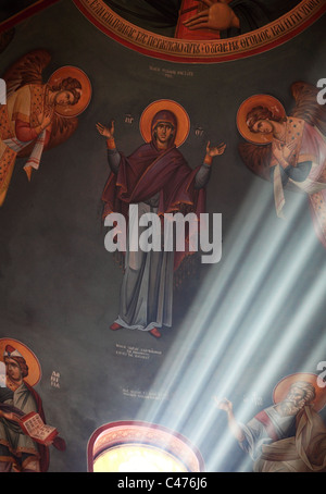 Orthodoxen Malerei mit Lichtstrahlen in einer Kirche in Kefalos Kos Griechenland Stockfoto