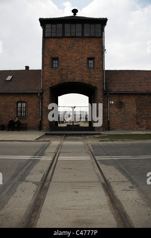 Eingang nach Auschwitz-Birkenau, Polen Stockfoto