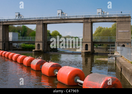 Allington sperrt und Schleuse, Fluss Medway, Kent, SE England Stockfoto