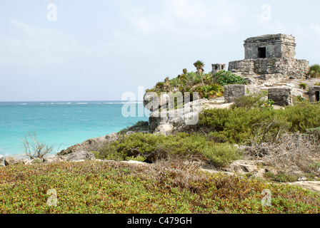 Tempel des göttlichen Wind an der alten Maya-Ruinen von Tulum an der Riviera Maya, Quintana Roo, Mexiko Stockfoto