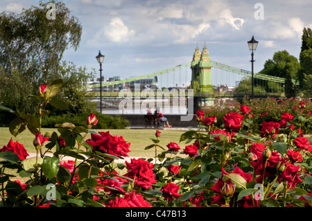 Hammersmith Bridge über die Themse, London, UK Stockfoto