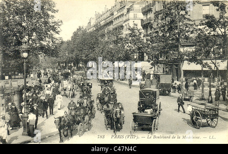 Postkarte des Boulevard De La Madeleine, Paris Stockfoto