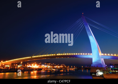 Brücke über einen Fluss, Lover es Brücke, Danshui Fishermans Wharf, Taipei, Taiwan Stockfoto