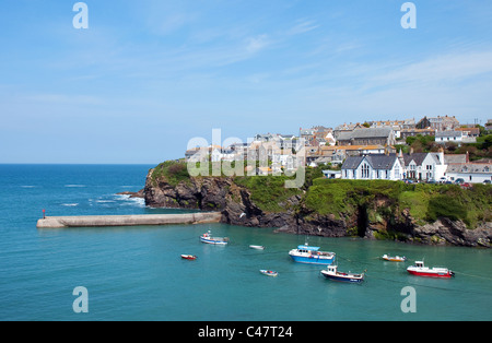 Die Hafeneinfahrt in Port Isaac in North Cornwall, Großbritannien Stockfoto