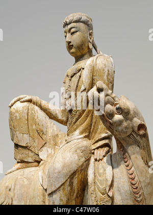 Bodhisattva Avalokiteshvara den Löwen brüllen oder Simhanada Avalokiteshvara (Shi Hou Guanyin Pusa), China, Ming-Dynastie Stockfoto