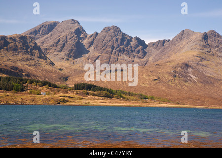 Schwarz Cullins über Loch ich, Isle Of Skye Highland Region, Schottland, UK Stockfoto