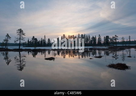 Schönen malerischen See, Abendstimmung, Schweden Stockfoto