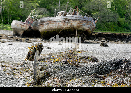 Verlassene Boote in Salen, Isle of Mull. Stockfoto