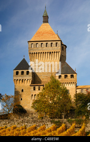 Zu halten, Schloss Vufflens-le-Château, Kanton Waadt, Schweiz Stockfoto