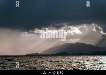 Sonnenaufgang über den Sound of Mull, von der Isle of Mull Stockfoto