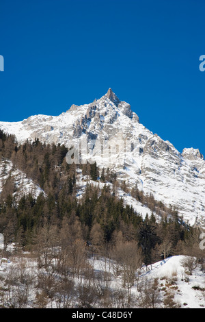 Mont-Blanc-Massiv. La Palud Courmayeur. Aosta Valley.Valle d ' Aosta. Italien. Winter. Stockfoto