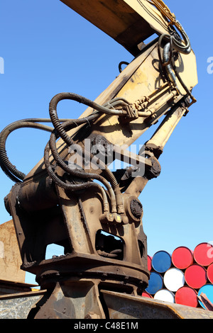 Nahaufnahme eines hydraulischen arm Stockfoto