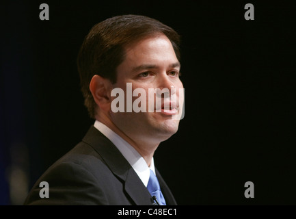 Der republikanische Senator für Florida Marco Rubio spricht auf der CPAC-Konferenz in Washington DC Stockfoto