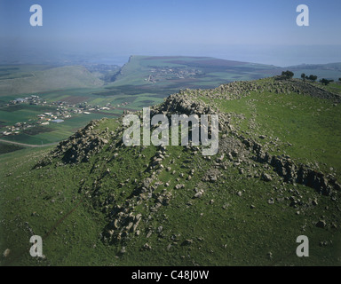 Luftaufnahme des Schlachtfeldes am Horn von Hattin im unteren Galiläa Stockfoto