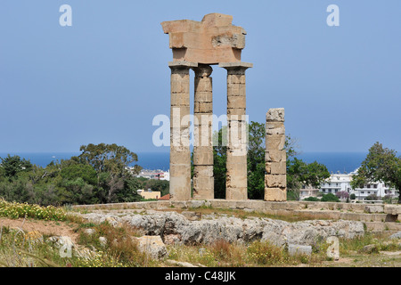 Die antiken griechischen Pythischen Apollo-Tempel, Akropolis, Rhodos, Griechenland. Stockfoto