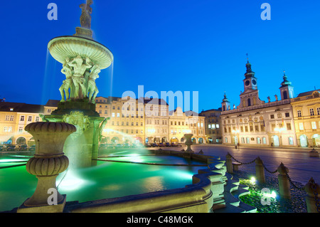 Nachtansicht des Ortes in Budweis Stockfoto