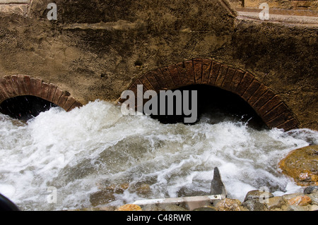 Mexikanischen Dorf Flut Szene in den Universal Studios, Los Angeles, Kalifornien, USA Stockfoto