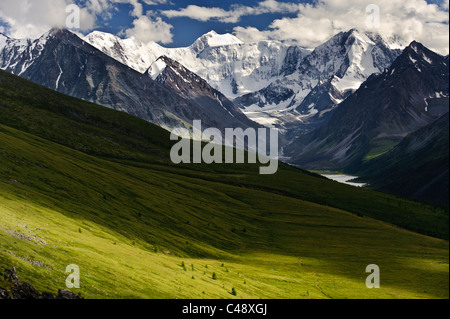 Mt. Belukha, Republik Altai, Russland, ist der höchste Gipfel in Sibirien. Stockfoto