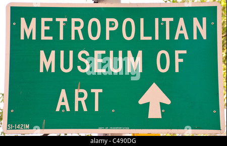 5 Avenue, New York City, Museum Mile Road Sign, Metropolitan Museum of Art, Stockfoto