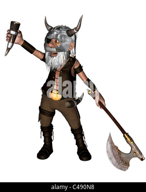 Toon Wikinger Zwerg mit Axt - 1 Stockfoto