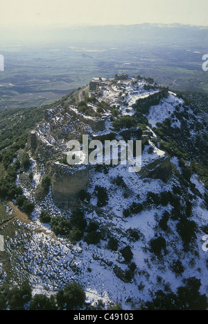 Luftbild der Festung Nimrod in der nördlichen Golanhöhen im winter Stockfoto