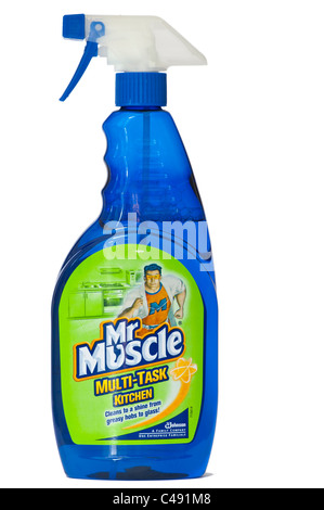 Herr Muskel Küche Flasche Reiniger sprühen Stockfoto