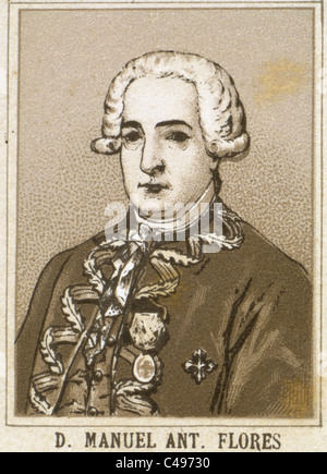 Manuel Antonio Flores (1722-1799). Allgemein aus der spanischen Marine und Vizekönig von Neu-Granada und neu-Spanien. Gravur. Stockfoto