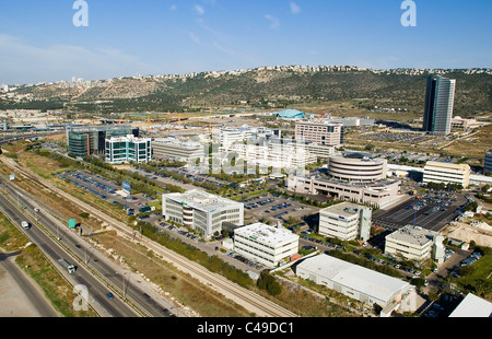 Luftaufnahme vom südlichen Eingang von Haifa Stockfoto