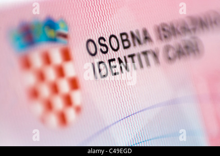 Kroatische Personalausweis Stockfoto