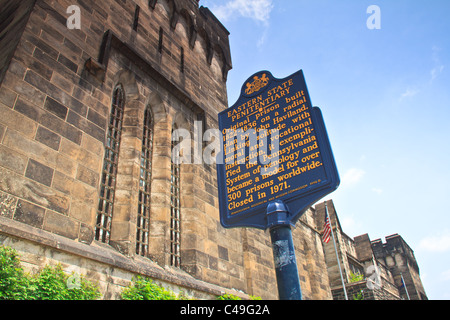 Eastern State Penitentiary wird als national historic Landmark ausgewiesen. Stockfoto