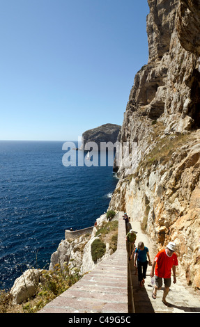 Cabirol Schritte für Neptuns Höhlen, Alghero, Sardinien, Italien Stockfoto