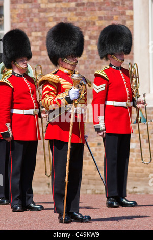 Welsh Guards Band vorbereiten für die Wachablösung Stockfoto