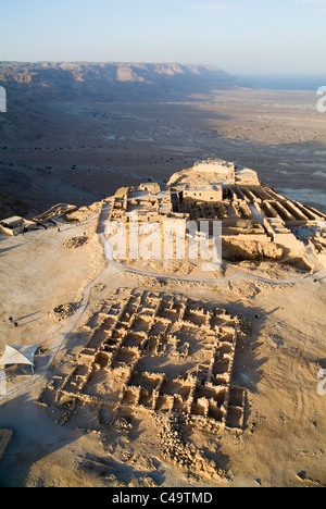 Luftaufnahme von Masada am Toten Meer Stockfoto