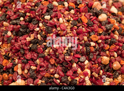 Getrocknete Früchte, Obst - Trockenobst, Früchtemischung gemischt Stockfoto