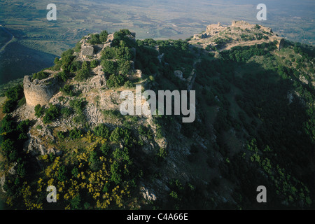 Luftbild der Festung von Nimrod in der nördlichen Golanhöhen Stockfoto