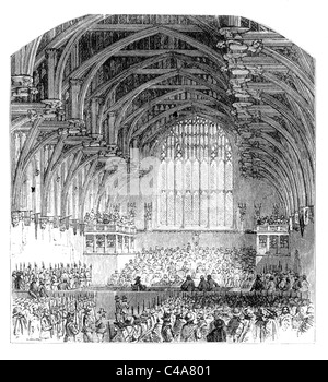 Die Testversion von König Charles i. in Westminster Hall, London, 1649; Schwarz und weiß-Abbildung; Stockfoto