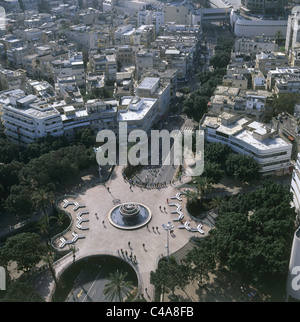 Luftaufnahme der Dizengoff-Platz und Straße in Tel Aviv Stockfoto