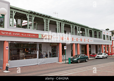 Die Freimaurer (1932) Napier Marineparade Art-deco-Stil Hotelarchitektur, Neuseeland Stockfoto