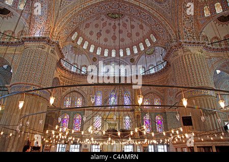 Interieur und Dach Dekorationen auf die blaue Moschee, auch bekannt als der Sultan Ahmed Mosque in Istanbul, Türkei Stockfoto