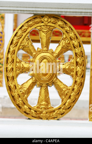 Buddhistischer Tempel in Bangkok, Thailand hautnah. Stockfoto