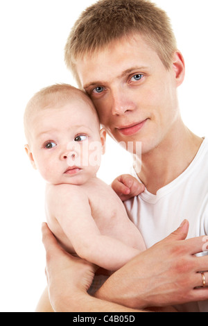 Porträt der liebevolle Vater hält sein kleiner Sohn Stockfoto