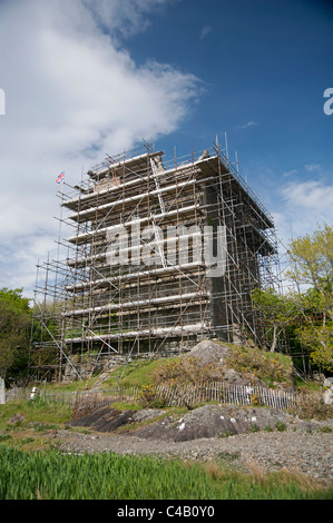 Moy Castle unter Restaurierung bei Lochbuie, Isle of Mull. SCO 7144 Stockfoto