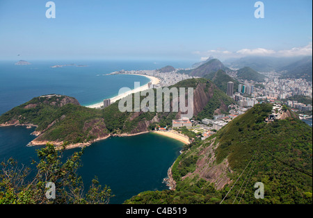 Blick über Rio De Janeiro von oben auf den Zuckerhut. Brazilien Stockfoto