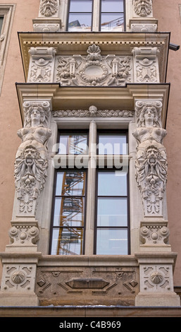 Neo-renaissanceistic Architektur, die rekonstruierten Erker an der Süd-Ost-Fassade von Dresden der Königspalast Stockfoto