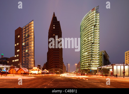 Potsdamer Platz, das neue Zentrum Berlins im Winter. Deutschland Stockfoto